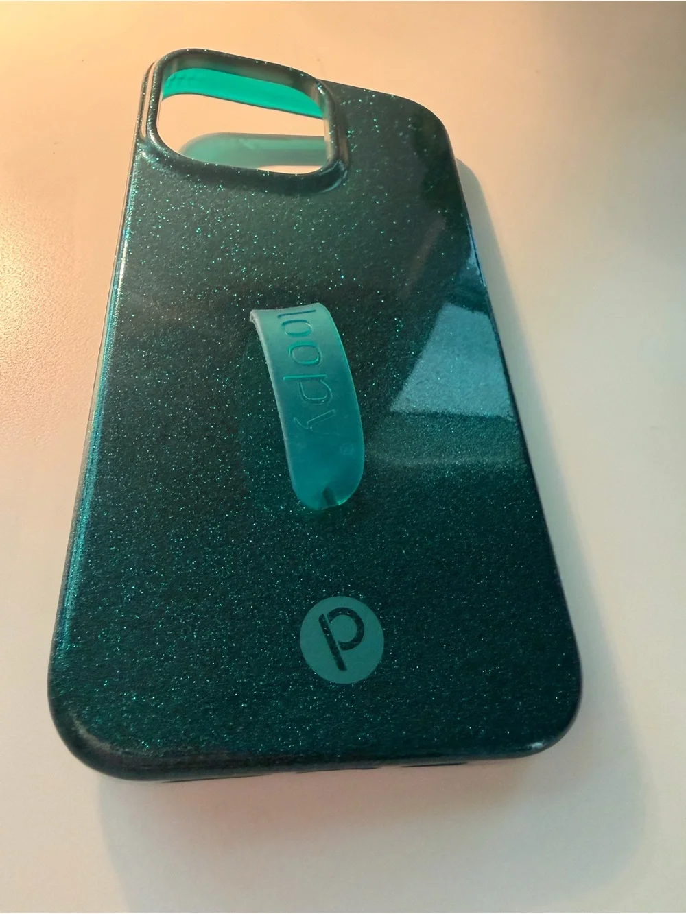 Loopy Case Emerald Sparkle Phone Case with Loop - Emerald Green 14 Pro Max